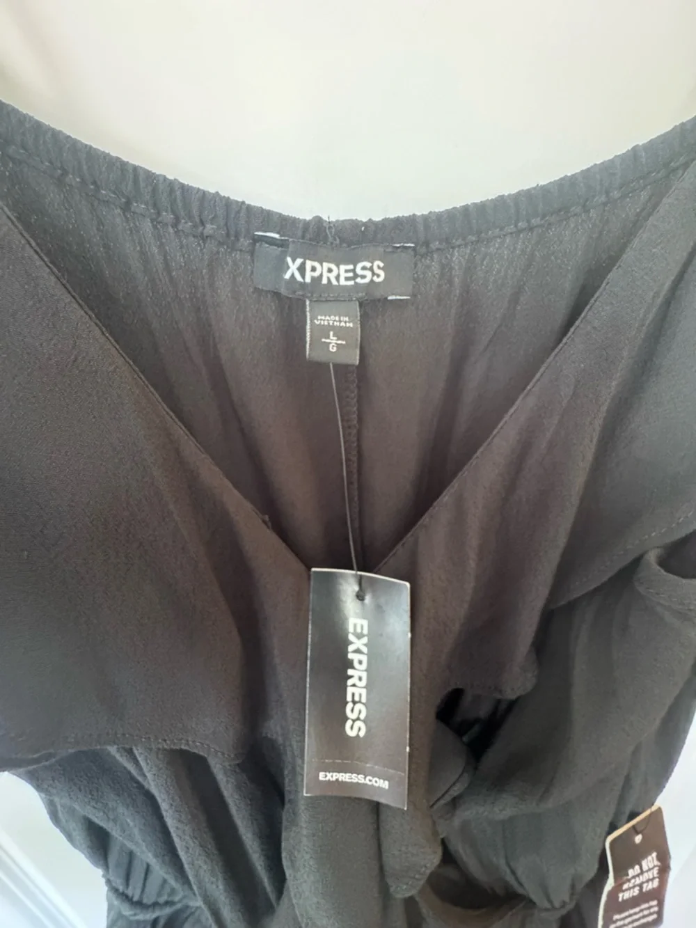 Express Black Cold-Shoulder Ruffle Maxi Dress - Picture 6 of 6
